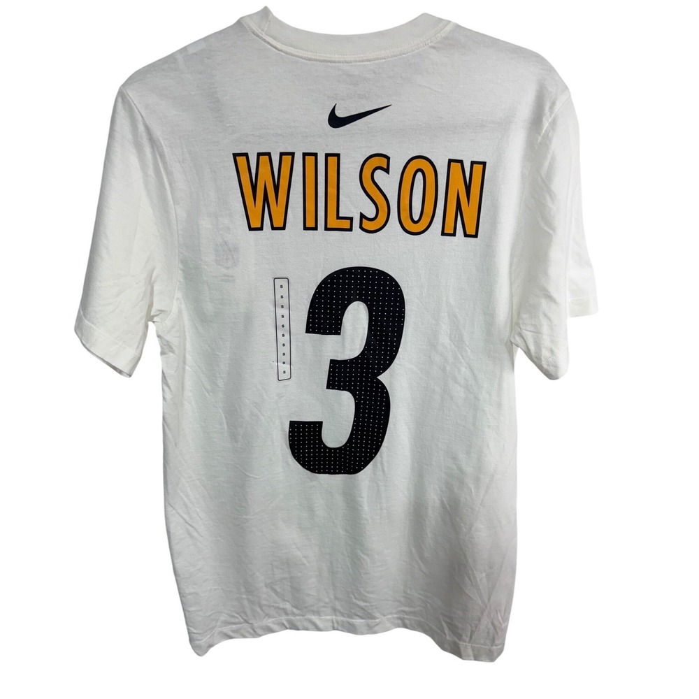 Nike T-Shirt Pittsburgh Steelers Russell Wilson #3 Mens Small White On Field New